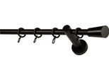Gardinenstange GARESA "CLASSICO MOLIS", schwarz, L:300cm, Gardinenstangen, Gardinenstange, Vorhanggarnitur, verlängerbar, Wandmontage, Keil, mit Ringe und Haken