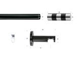 Gardinenstange GARESA "BLACK", schwarz, L:230cm Ø:20mm, Eisen, Gardinenstangen, Gardinenstange, Vorhanggarnitur, Innenlauf, verlängerbar, Knopf abgeschrägt 2-farbig