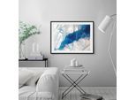 Bild QUEENCE "Martha", blau (farbe rahmen: schwarz, farbe bild(er): blau), B:40cm H:30cm, Acrylglas, Holz, Papier, Bilder, Bild, gerahmt, Marmor, Abstrakt