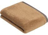 Badetuch BUGATTI "Prato", braun (camel), B:67cm L:140cm, Walkfrottier, Obermaterial: 100% Baumwolle, Handtücher, Badetuch, Uni Farben, mit melierter Optik im Saum