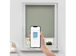 Rollo LICHTBLICK ORIGINAL "Klemmfix, ohne Bohren", grün, weiß, weiß, B:110cm H:190cm, Polyester, Rollos, Rollo, Steuerbar mit Bluetooth-App, integrierter Elektromotor und Akku