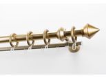 Gardinenstange GARESA "Palmi", gold (mattmessingfarben), L:370cm Ø:28mm, Kunststoff, Stahl, Gardinenstangen, Gardinenstange, Vorhanggarnitur, Kunststoff, verlängerbar, mit Ringe/2 Lauf Gleiter