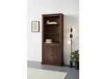 Bücherregal OTTO HOME "Liotta", braun, B:77cm H:180cm T:31cm, Massivholz, Regale, Bücherregal, mit 3 verstellbare Einlegeböden, 1 Schubkasten, massives Kiefernholz