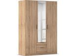 Kleiderschrank RAUCH "Drehtürenschrank Schrank Garderobe Ankleide Schlafzimmer LAGOA", eiche sonoma, B:136cm H:197cm T:54cm, Holzwerkstoff, Schränke, Kleiderschrank, geräumige Schubladen, 3 Breiten, optional mit Aufsatz MADE IN GERMANY