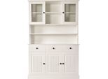 Buffet OTTO HOME "Liotta", weiß, B:118cm H:180cm T:34cm, Massivholz, Schränke, Buffet, mit 2 Schubkasten u. 6 verstellbare Einlegeböden, massives Kiefernholz