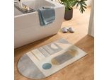 Badematte GINO FALCONE "Ariella GF-142", grau (grau multi), H:7mm, Polyester, Badematten, Badematte, Badteppich, bedruckt, modernes Design, weich & kuschelig