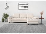 Ecksofa SIT & MORE "Westham L-Form", beige (creme), B:275cm H:88cm T:172cm, 100% Polyester, Sofas, Ecksofa, Recamiere, mit oder ohne Bettfunktion, Bettkasten, Füße wengefarben