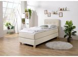 Boxspringbett HOME AFFAIRE "Fargo", beige, B:103cm L:207cm, Struktur fein (100% Polyester);Samtstoff (100% Polyester), Komplettbetten, Boxspringbett, inkl. Topper, in 3 Matratzenarten, in Samt- oder Strukturstoff