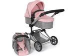 Kombi-Puppenwagen CHIC2000 "Linus, Melange Grau-Rosa", rosa (melange grau, rosa), Puppenwagen, KinderB:72cm H:82cm T:72cm, Kunststoff, Polyester, Stahl, Kombi-Puppenwagen, mit Babywanne und Autositz, B:72cm H:82cm T:72cm