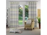 Vorhang WIRTH "Zirbello" Gr. 4, grün, B:132cm H:245cm, Jacquard, Baumwolle, Polyester, Gardinen, Vorhang