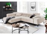 Ecksofa HOME AFFAIRE "Ancona New, wahlweise motorische Sitztiefenverstellung, auch in Cord", weiß, B:321cm T:216cm, : 88% Polyester, 12% Polyacryl, Sofas, Ecksofa, feine Steppung, mit Kopfteilverstellung, 3 Zierkissen, L-Form