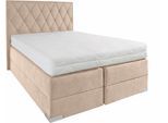 Boxspringbett, beige (dunkelbeige), B:210cm L:212cm, Bezug der Obermatratze: 100% Polyester, Bezug abnehm- und waschbar bis 60C;Unterbox und Kopfteil: Microvelours-Bezug (100% Polyester), WESTFALIA SCHLAFKOMFORT, Komplettbetten, Boxspringbett