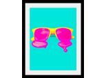 Bild QUEENCE "Brille", bunt (farbe rahmen: schwarz, farbe bild(er): bunt), B:50cm H:70cm T:3cm, Acrylglas, Holz, Papier, Bilder, Bild, HD Premium Poster-Druck inkl. Holzrahmen