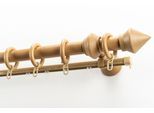 Gardinenstange GARESA "Palmo", beige (natur), L:330cm Ø:28mm, Holzwerkstoff, Gardinenstangen, Gardinenstange, Vorhanggarnitur aus Holz, verlängerbar, mit Ringe/2 Lauf Gleiter