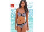 Bügel-Bikini LASCANA, Damen, Gr. 44, Cup F, bunt (schwarz, bunt), Polyamid, Ethnomuster, bedruckt, gemustert, Bikini-Sets Bügel-Bikini, mit unifarbener Schlaufe zwischen den Cups