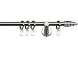 Gardinenstange INDEKO "Menorca" Gr. 1, silber (edelstahlfarben, silberfarben), L:120cm Ø:12mm, Stahl, Gardinenstangen, Gardinenstange, Komplett-Set inkl. Ringen und Montagematerial