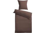 Bettwäsche KINZLER "Mikrofaser Fleece", braun (dunkelbraun), B/L: 135cm x 200cm, 1 Stk., 1 Stk., Fleece, B/L: 80cm x 80cm, 2 Stk., Fleece, Obermaterial: 100% Polyester, Bettwäsche, Bettwäsche, Uni Farben, angenehm warm