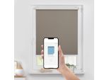 Rollo LICHTBLICK ORIGINAL "Klemmfix, ohne Bohren", braun, weiß, weiß, B:160cm H:190cm, Polyester, Rollos, Rollo, Steuerbar mit Bluetooth-App, integrierter Elektromotor und Akku