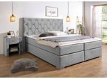Boxspringbett HOME AFFAIRE "Chalon, in verschiedenen Breiten", grau, B:203cm L:210cm, Komplettbetten, Boxspringbett, inkl. Topper, wahlweise in H2, H3 oder H4 erhältlich
