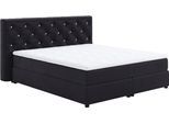 Boxspringbett COTTA "Castle", schwarz, B:164cm L:220cm, 100% Polyester (PES), Komplettbetten, Boxspringbett, mit Strasssteinen im Kopfteil, inkl. Topper