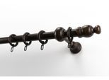 Gardinenstange GARESA "NOVA", braun (nussbaum), L:260cm Ø:28mm, Holzwerkstoff, Gardinenstangen, Gardinenstange, Vorhanggarnitur Holz, verlängerbar, Wandmont.,mit Ringe/2 Lauf Gleiter