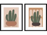 Bild QUEENCE "Set Heidl", braun (farbe rahmen: schwarz, farbe bild(er): braun), B:30cm H:40cm, Acrylglas, Holz, Papier, Bilder, Bild, gerahmt