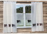 Gardine "Weihnachtsmann" Gr. 1, beige, B:90cm H:150cm, Organza, Polyester, HOSSNER - ART OF HOME DECO, Gardinen, Gardine, Landhaus-Look