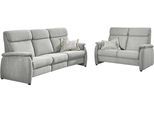 Polstergarnitur HOME AFFAIRE "Turin, 2,5- & 3-Sitzer mit elektrischer Relaxfunktion", grau, H:107cm T:97cm, Holzwerkstoff, Sitzmöbel-Sets, Polstergarnitur, inkl. Tisch, USB & Steckdose, Federkern & pflegeleichtem Bezug