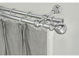 Gardinenstange GARESA "ANDREA", grau (chromfarben), L:230cm Ø:20mm, Metall, Gardinenstangen, Gardinenstange, Vorhanggarnitur, verlängerbar, Endknopf Kugel lang, mit Ringen