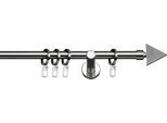 Gardinenstange INDEKO "Prisma" Gr. 4, silber (edelstahlfarben, silberfarben), L:240cm Ø:16mm, Stahl, Gardinenstangen, Gardinenstange, Komplett-Set inkl. Ringen und Montagematerial