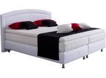 Boxspringbett, weiß, B:174cm L:210cm, Bezug Unterbox und Kopfteil: Mikrovelours, strapazierfähig und pflegeleicht (100% Polyester);Bezug Obermatratze: 100% Polyester, waschbar bis 60C;Bezug Topper: 100% Polyester, waschbar bis 60C, WESTFALIA SCHLAFKOMFORT, Komplettbetten, Boxspringbett, mit Topper