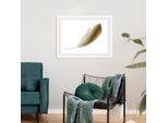 Bild QUEENCE "Malena", gold (farbe rahmen: weiß, farbe bild(er): gold), B:40cm H:30cm, Acrylglas, Holz, Papier, Bilder, Bild, gerahmt, Federn