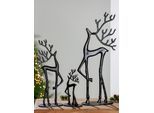 Tierfigur CASABLANCA BY GILDE "Standrelief "Rentier", schwarz, B:15,5cm H:37,5cm T:8cm, Aluminium, Dekofiguren, Tierfigur
