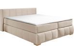 Boxspringbett HOME AFFAIRE "Chelles", beige, B:207cm L:245cm, Samtoptik (100% Polyester);Bezug der Spiegelfläche Matratzendrell aus 100% Polyester;Struktur fein 100% Polyester), Komplettbetten, Boxspringbett, inkl. Topper,, in XXL- Überlänge 220 cm, Unterbox mit feine Wölbung