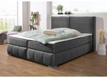 Boxspringbett HOME AFFAIRE "Wehma", grau (schiefer), B:190cm L:213cm, Struktur fein (100% Polyester), Komplettbetten, Boxspringbett, inkl. Topper in 3 verschiedenen Matratzen, auch in Samtstoff
