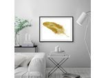 Bild QUEENCE "Svea", gold (farbe rahmen: schwarz, farbe bild(er): gold), B:60cm H:50cm, Acrylglas, Holz, Papier, Bilder, Bild, gerahmt, Federn