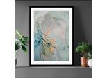 Bild QUEENCE "Bettina", gelb (farbe rahmen: schwarz, farbe bild(er): gelb, blau), B:50cm H:60cm, Acrylglas, Holz, Papier, Bilder, Bild, Marmor, Abstrakt, gerahmt