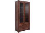 Vitrine OTTO HOME "Gotland", braun (dunkelbraun), Schränke, Vitrine, Breite 80 cm, Höhe 178 cm, mit Glastüren, aus massiver Kiefer, FSC