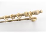 Gardinenstange GARESA "NOVA", beige (natur), L:460cm Ø:28mm, Holzwerkstoff, Gardinenstangen, Gardinenstange, Vorhanggarnitur Holz, verlängerbar, Wandmont.,mit Ringe/2 Lauf Gleiter