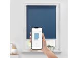 Rollo LICHTBLICK ORIGINAL "Klemmfix, ohne Bohren", blau, weiß, weiß, B:80cm H:190cm, Polyester, Rollos, Rollo, Steuerbar mit Bluetooth-App, integrierter Elektromotor und Akku