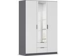 Kleiderschrank RAUCH "Drehtürenschrank Schrank Garderobe Ankleide Schlafzimmer LAGOA", graumetallic, alpinweiß, B:136cm H:197cm T:54cm, Holzwerkstoff, Schränke, Kleiderschrank, geräumige Schubladen, 3 Breiten, optional mit Aufsatz MADE IN GERMANY