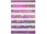 Doppelrollo LICHTBLICK ORIGINAL "Duo Rollo Motiv Blumenwiese" Gr. 6, lila (violett), B:100cm H:150cm, Polyester, Rollos, Doppelrollo, bedruckt