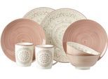 Kombiservice RITZENHOFF & BREKER "Geschirr-Set, Service Valencia", rosa (natur, hellbraun, hellrosa), 8 Stk., Steinzeug, Geschirr-Sets, Kombiservice, 8 Teile, für 2 Personen