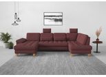 Wohnlandschaft SIT & MORE "Westham U-Form", lila (chianti), B:338cm H:88cm T:172cm, 90% Polyester 10%Polyamid, Sofas, Wohnlandschaft, wahlweise mit Bettfunktion, Bettkasten, Sitztiefenverstellung