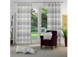 Vorhang WIRTH "Zirbello" Gr. 1, grau (hellgrau), B:132cm H:145cm, Jacquard, Baumwolle, Polyester, Gardinen, Vorhang