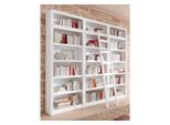 Bücherwand OTTO HOME "Bergen", weiß, B:244,5cm H:213cm T:27cm, Massivholz, Regale, Bücherwand, aus schönem massivem Kiefernholz, 3 tlg.