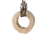 Dekofigur CASABLANCA BY GILDE "Skulptur Together", braun (bronzefarben), B:28cm H:39cm T:6cm, Aluminium, Dekofiguren, Dekofigur, Dekoobjekt, Höhe 39 cm, aus Metall und Holz-Baumscheibe, Wohnzimmer