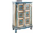 Highboard OTTO HOME, blau (antik blau, creme), B:80cm H:120cm T:40cm, Sideboards, Highboard, Stauraumschrank, Höhe 120 cm, mit aufwendiger Schnitzerei