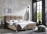 Boxspringbett, beige (schwarz, beige), B:105cm L:210cm, Bezug Bett: Feinstruktur 100% Polyester;Bezug Bonnell-Federkernmatratze: 100% Polyester;Bezug Kaltschaummatratze: 100% Polyester;Bezug Tonnentaschenfederkernmatratze: 80% Baumwolle, 20%Polyester;Topper: Komfortschaum mit Bezug 100% Polyester, WESTFALIA SCHLAFKOMFORT, Komplettbetten, Boxspringbett, mit Topper