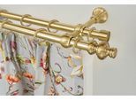Gardinenstange GARESA "ANDREA", gold (mattmessingfarben), L:290cm Ø:20mm, Metall, Gardinenstangen, Gardinenstange, Vorhanggarnitur, verlängerbar, Endknopf Profil groß, mit Ringen